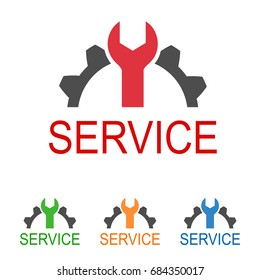 Creative logo service. Key in gear. Stock vector