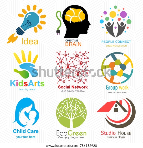 Creative Logo Set Brand Identity Kids Stock Vector Royalty Free