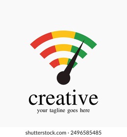 A creative logo with a speedometer and the word creative underneath. The logo is colorful and has a fun, playful vibe