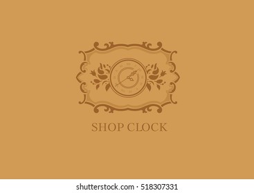 Creative logo for store hours, floral frame