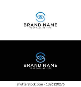 Creative logo template. Blue eye logo, letter S logo
