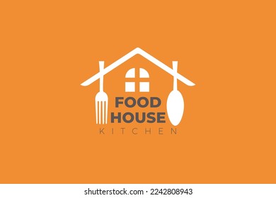 A creative logo template featuring an idea for home cooking and home food, presented in a logotype design.