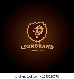 Creative logo template. Lions head on dark background