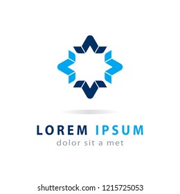 Creative logo template, modern geometric blue symbol. Logotype design, abstract icon