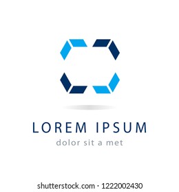 Creative logo template, modern geometric blue symbol. Logotype design, abstract icon