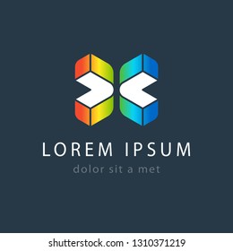 Creative logo template, modern geometric colored symbol. Logotype design, abstract icon