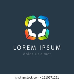 Creative logo template, modern geometric colored symbol. Logotype design, abstract icon