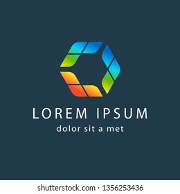 Creative logo template, modern geometric colored symbol. Abstract icon for your company