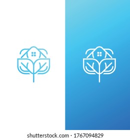 creative logo template nature leaf house icon simple modern design vector
