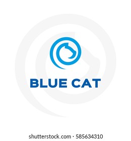Creative logo template. The silhouette of a blue cat logo