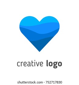 creative logo template use for company sign with blue wave water minimalist shape and modern concept