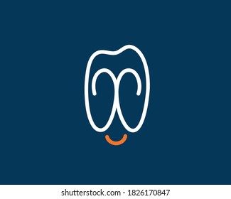 Creative logo that combines a tooth shape within the cute smiling face, This logo is suitable for use in dental care and would be perfect for  kids dentistry.