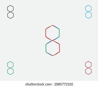 Creative logo under white background. Letter 8 for logo icon. 8 simple multicolor alphabet letter logo icon design. Lettering and corporate. Elegant identity template with creative text