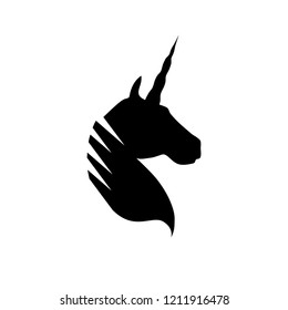 Creative logo of unicorn. Vector silhouette, isolated illustration

