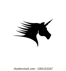Creative logo of unicorn. Vector silhouette, isolated illustration