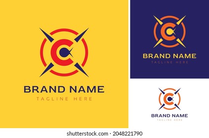 Creative Logo using letters C, X, O for brand business using colors Orange, Blue and Yellow with logo variations of branding designs