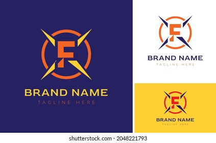 Creative Logo using letters F, X, O for brand business using colors Orange, Blue and Yellow with logo variations of branding designs