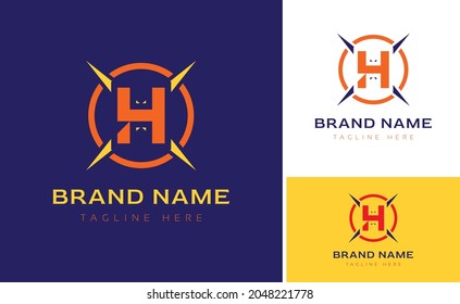 Creative Logo using letters H, X, O for brand business using colors Orange, Blue and Yellow with logo variations of branding designs