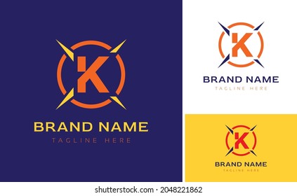 Creative Logo using letters K, X, O for brand business using colors Orange, Blue and Yellow with logo variations of branding designs