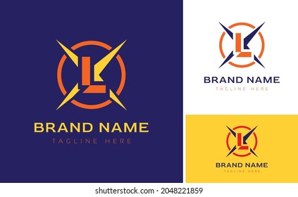 Creative Logo using letters L, X, O for brand business using colors Orange, Blue and Yellow with logo variations of branding designs