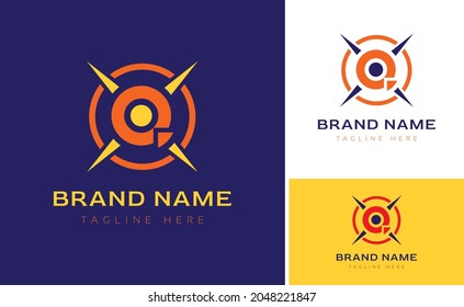 Creative Logo using letters Q, X, O for brand business using colors Orange, Blue and Yellow with logo variations of branding designs