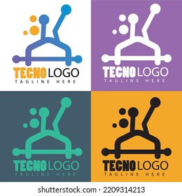 Creative logo vector design abstract with technology style and gradient color. Premium vector teamplate for your business