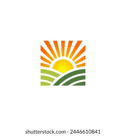 creative logo vector illustration of agricultural scenery. minimalist, clean and modern
