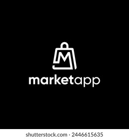 creative logo vector illustration of letter M shopping bag. innovative, modern, abstract, minimalist and futuristic
