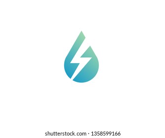 Creative Logo water drop and lightning icon eco, water electricity