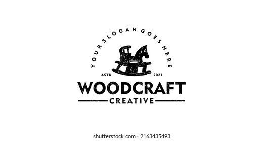 creative logo for woodcraft, vintage logo, clothing, toy shop, children's toy logo.