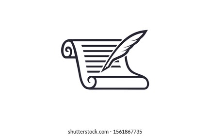 Creative logo writing quill pen  