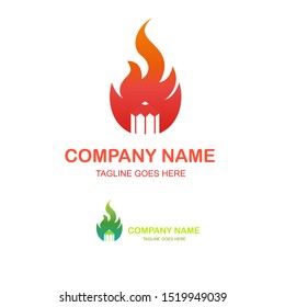 creative logo,power of art,pencil in fire.vector logo template