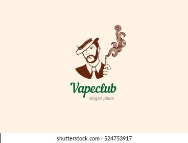 Creative logos for the club shop or electronic cigarettes, smoking men