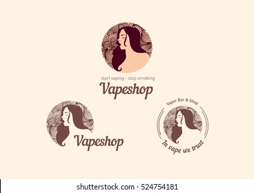 Creative logos for the club shop or electronic cigarettes, smoking girl