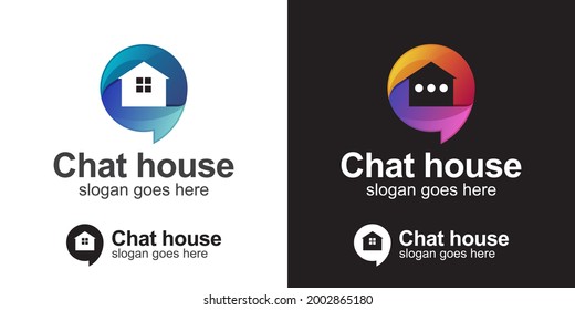 creative logos of House talk chat bubble gradient logo inspirations