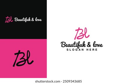 logotipo criativo BL logo design vetor ilustração. modelo feminino monograma BL logo vetor design. elegante inicial BL logo design vetor ideias com estilos minimalistas e rosa