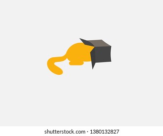 Creative Logotype icon funny cat and box for company