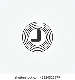 Creative logotype J Vector round icon concept