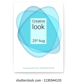 Creative look at multi layers forms. Vector cover design, layout with cut out paper shapes. Abstract paper cut design. Poster with smooth art forms. Poster with design of text, 3D illustration.