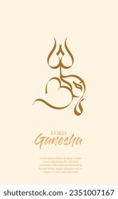 creative lord ganesha and trishul illustration for ganesha festival