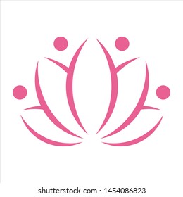 Creative lotus logo design concept with people shape