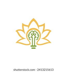 creative lotus logo design. Vector illustration lotus, bulb and brain shape. modern logo design vector icon template