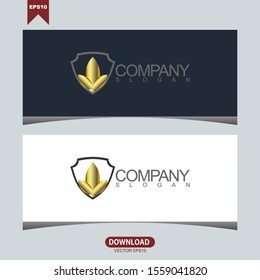 Creative lotus shield concept logo vector design template