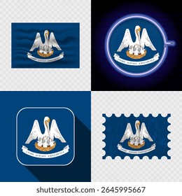 Creative Louisiana Flag Icon Set Collection.