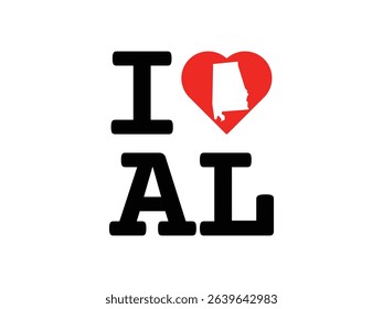 creative i love alabama design, vector illustration, isolated on transparent background