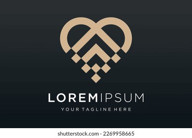 creative love with arrow logo design