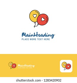 Creative Love balloons Logo Design. Flat color Logo place for Tagline. Vector Illustration