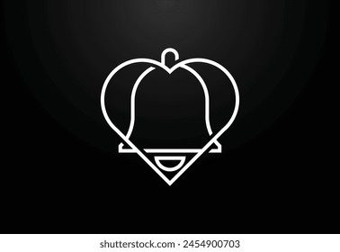 Creative love bell logo design template, Heart with love logo