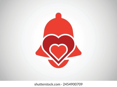 Creative love bell logo design template, Heart with love logo