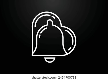 Creative love bell logo design template, Heart with love logo